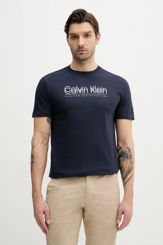 Памучна тениска Calvin Klein стандартна тъмносин K10K114149