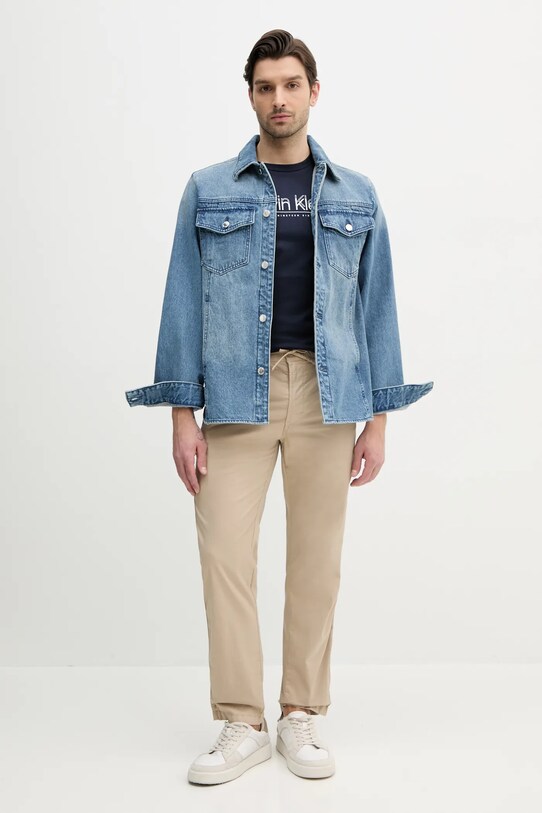 Памучна тениска Calvin Klein K10K114149 тъмносин SS25