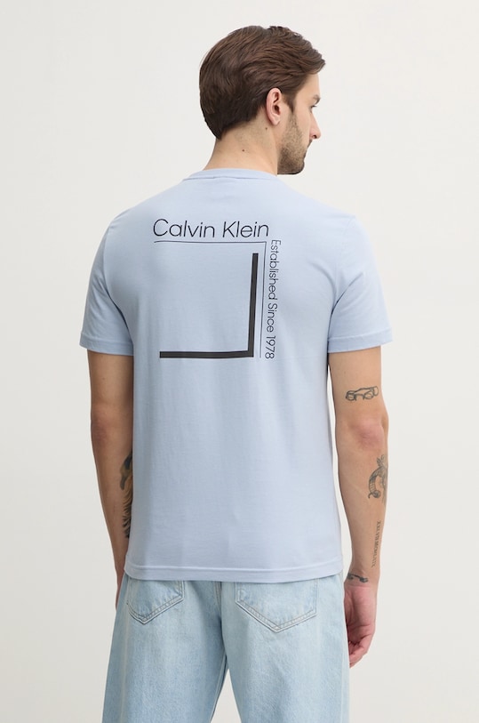 Хлопковая футболка Calvin Klein хлопок голубой K10K114152