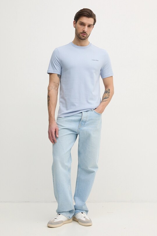 Хлопковая футболка Calvin Klein K10K114152 голубой SS25