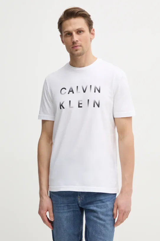 Calvin Klein t-shirt bawełniany nadruk biały K10K114156