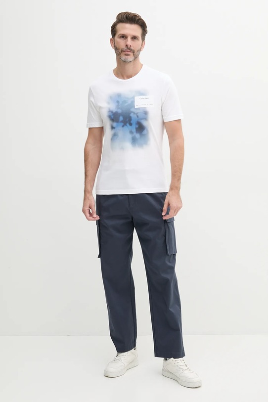 Памучна тениска Calvin Klein K10K114157 бял SS25