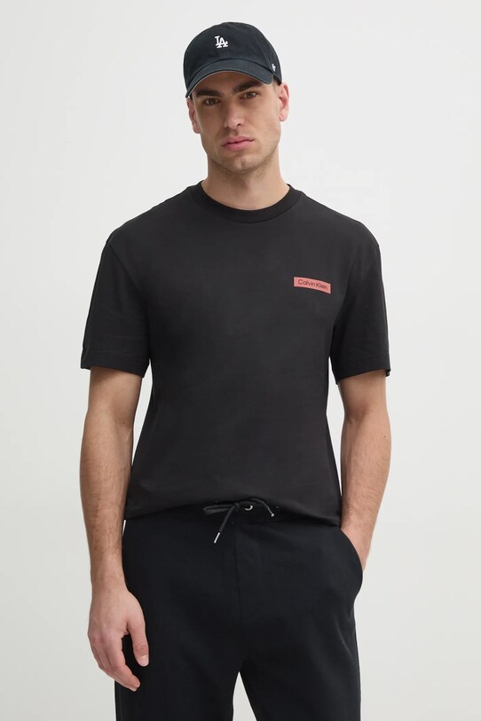 Хлопковая футболка Calvin Klein хлопок чёрный K10K114158