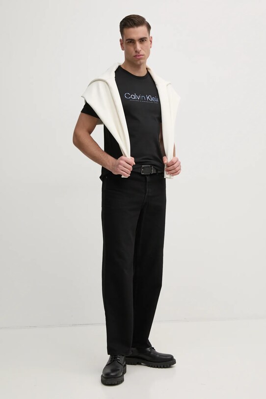 Bavlněné tričko Calvin Klein K10K114162 černá SS25