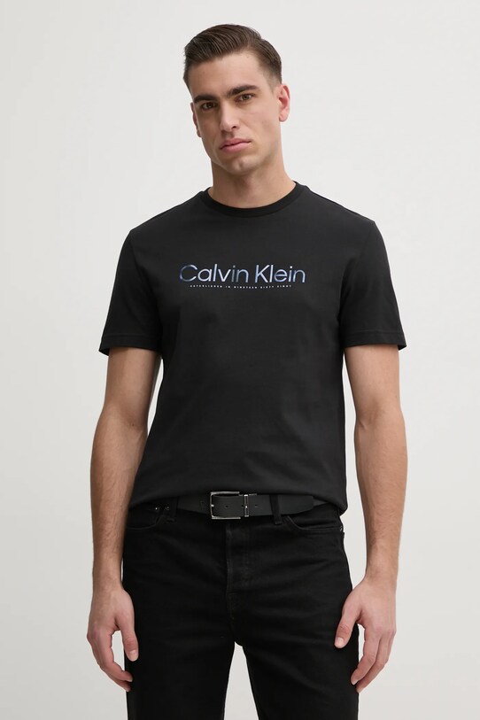Хлопковая футболка Calvin Klein чёрный K10K114162