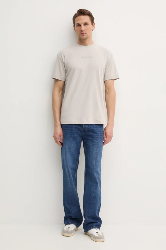 Bavlnené tričko Calvin Klein K10K114167 sivá SS25