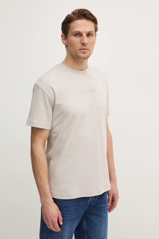 Bavlnené tričko Calvin Klein sivá K10K114167