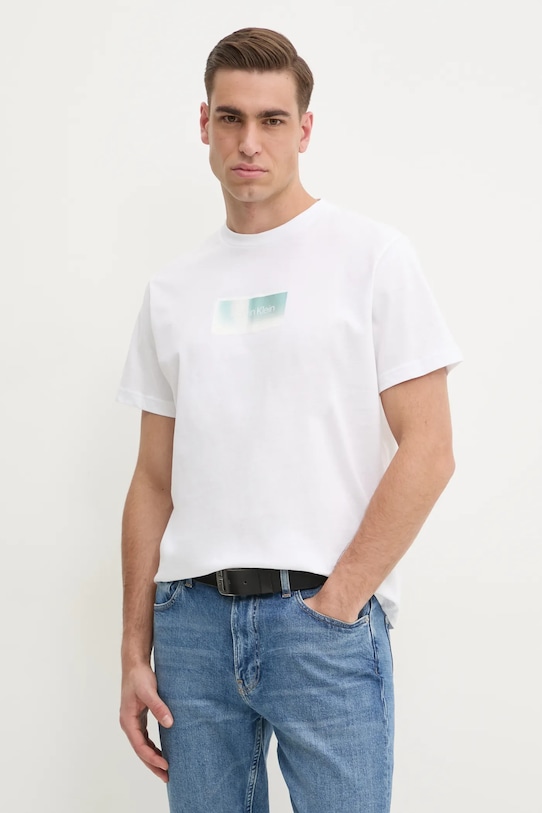 Calvin Klein t-shirt bawełniany nadruk biały K10K114174