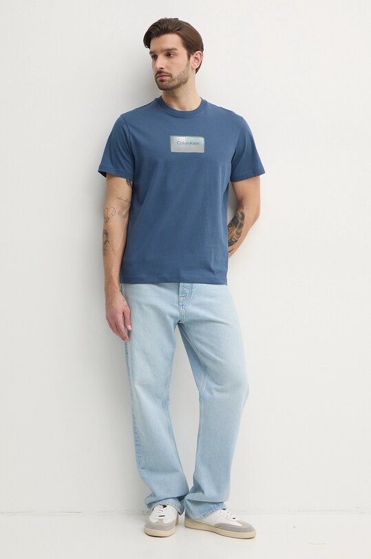 Хлопковая футболка Calvin Klein K10K114174 голубой SS25