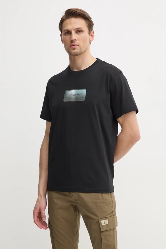 Хлопковая футболка Calvin Klein хлопок чёрный K10K114174