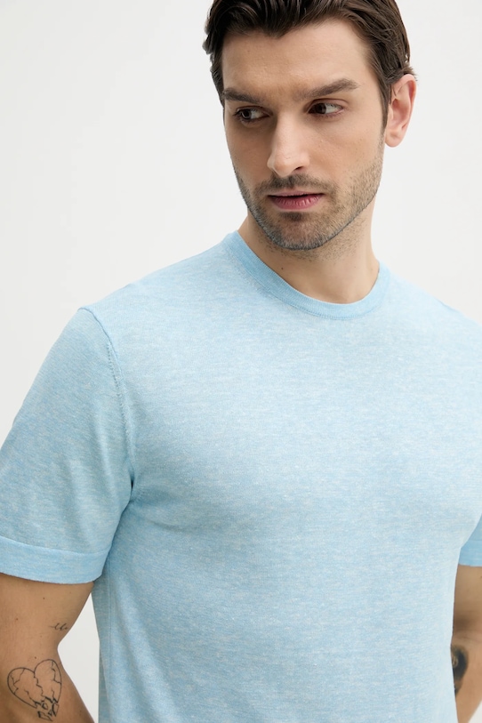Plátěné tričko Calvin Klein hladký modrá K10K114459