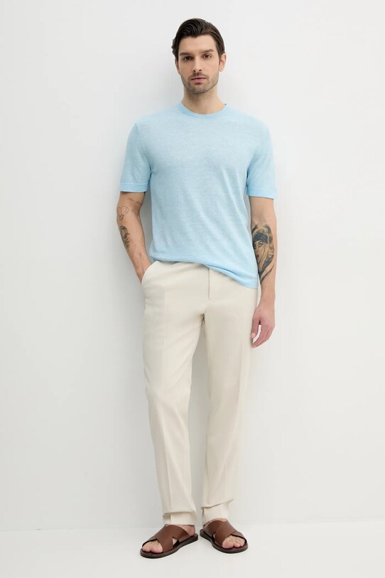 Plátěné tričko Calvin Klein K10K114459 modrá SS25