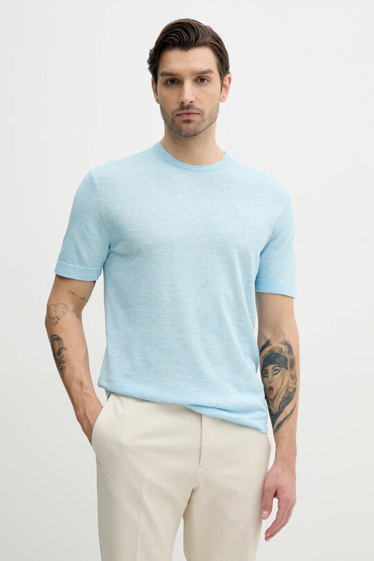 Plátěné tričko Calvin Klein modrá K10K114459