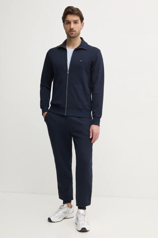 Tričko s příměsí lnu Tommy Hilfiger UM0UM03527 modrá SS25