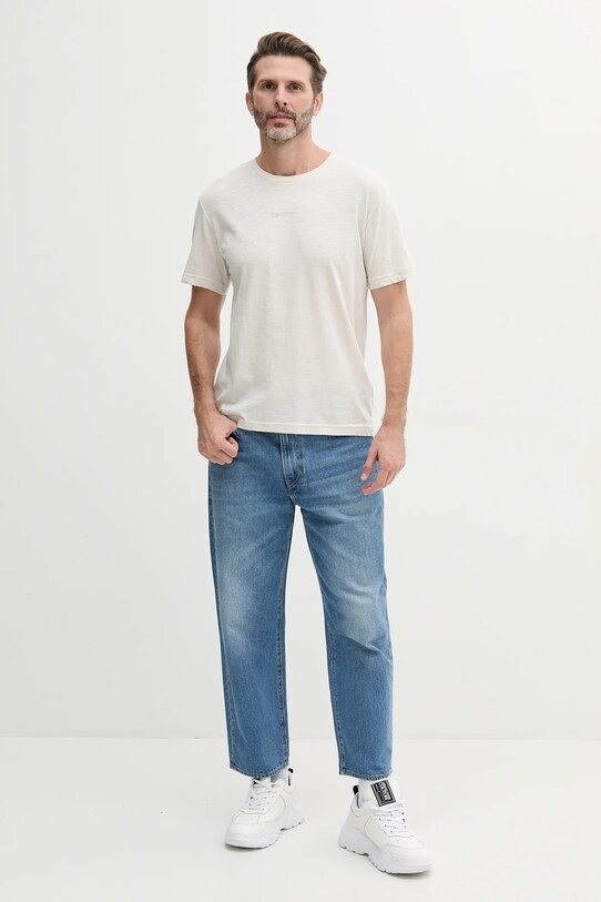 Calvin Klein póló vászonkeverékből KM0KM01138 bézs SS25