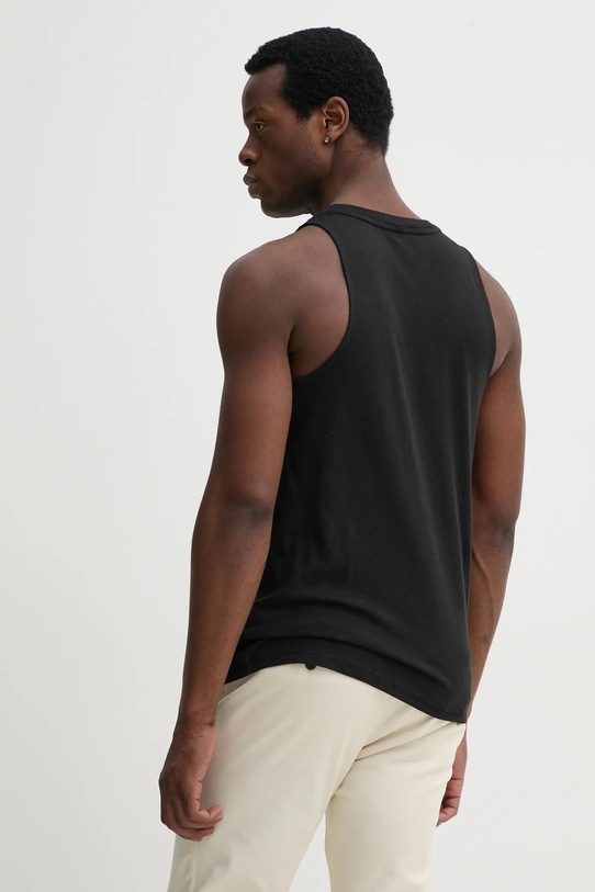 Oblečenie Tričko s prímesou ľanu Calvin Klein KM0KM01139 čierna