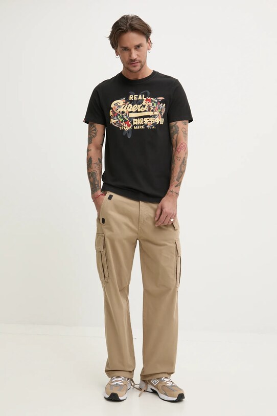 Superdry t-shirt bawełniany M1012111A.02A czarny SS25