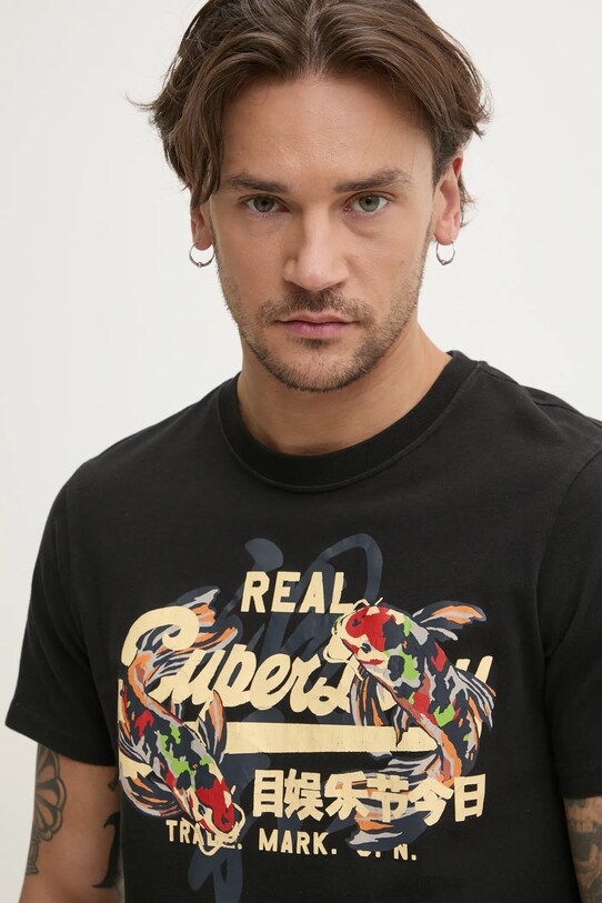 Superdry t-shirt bawełniany czarny M1012111A.02A