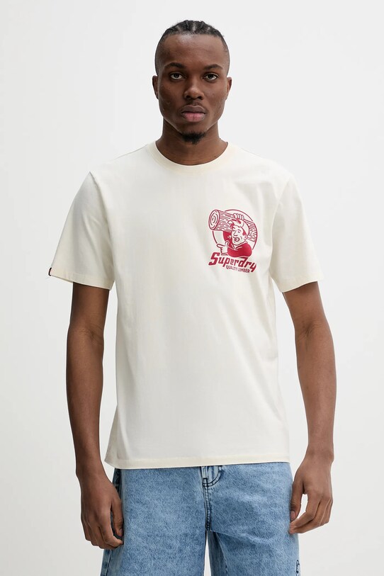 Îmbrăcăminte Superdry tricou din bumbac M1012113A.OO3 bej