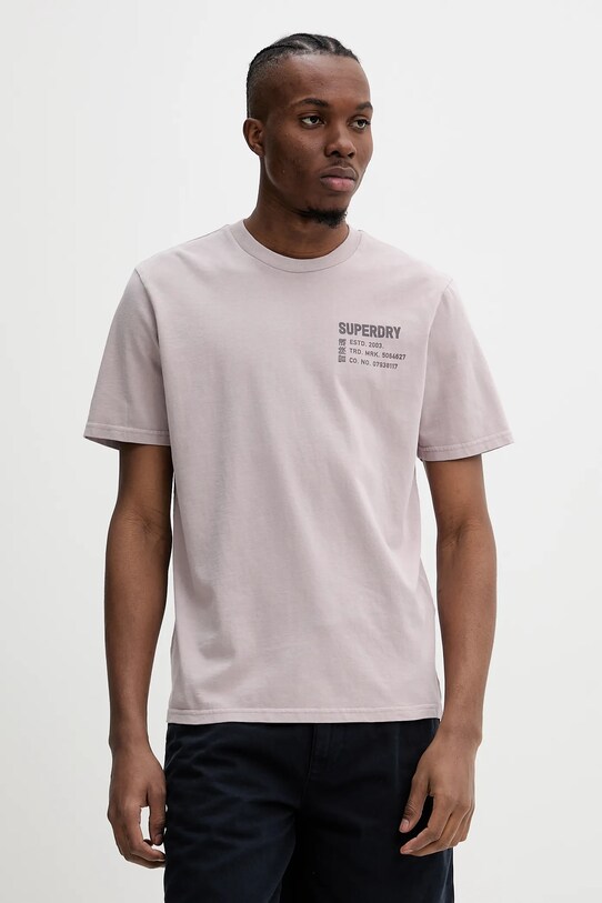 Хлопковая футболка Superdry хлопок серый M1012116A.HJH