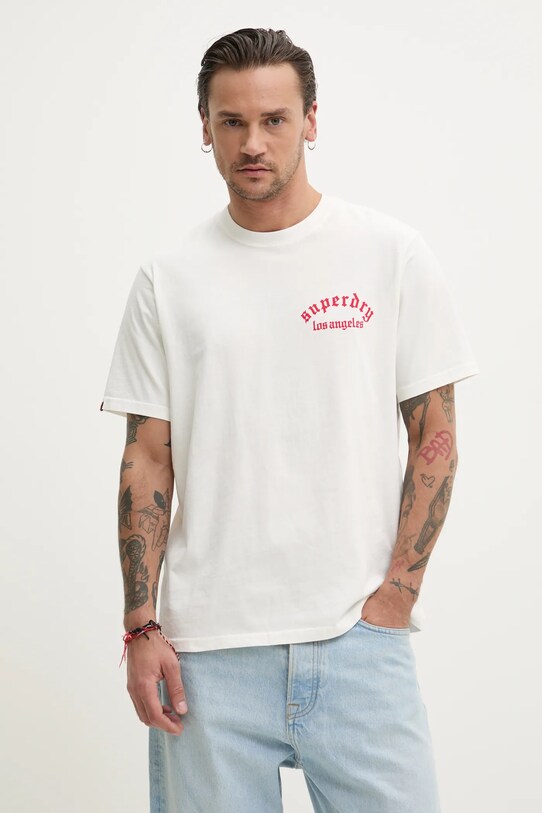 Îmbrăcăminte Superdry tricou din bumbac M1012130A.U4Y alb