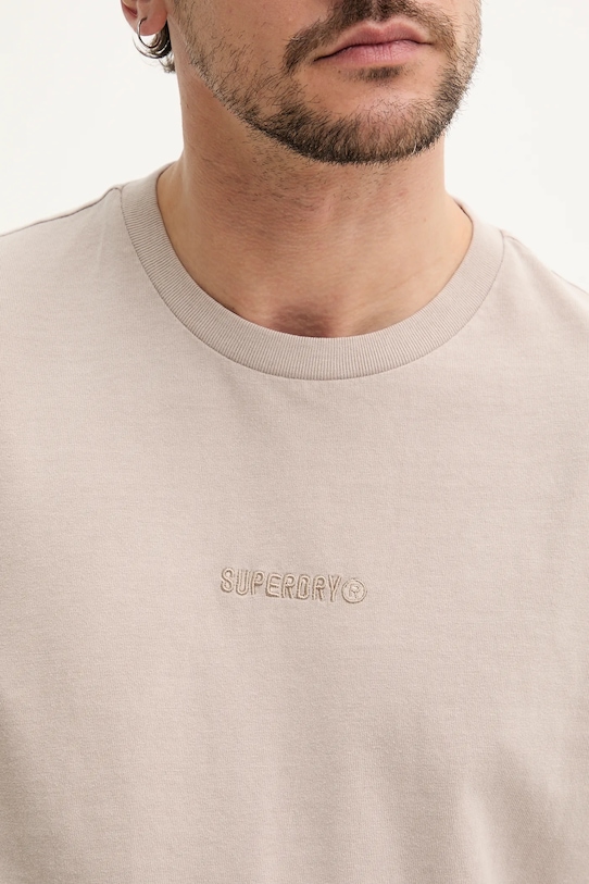 Βαμβακερό μπλουζάκι Superdry μπεζ M1012131A.1PC
