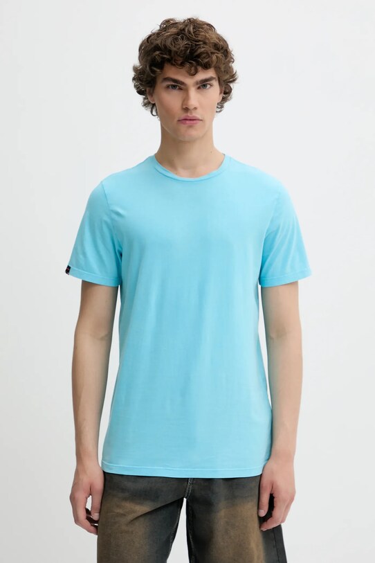 Bavlnené tričko Superdry jednofarebný modrá M1012140A.F7Q