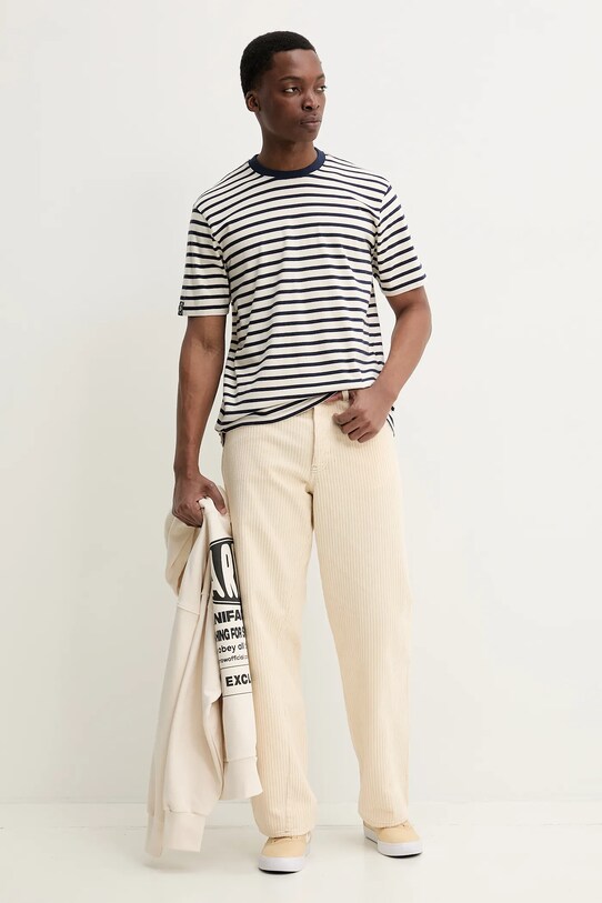 Superdry t-shirt bawełniany M1012146A.QF5 beżowy SS25