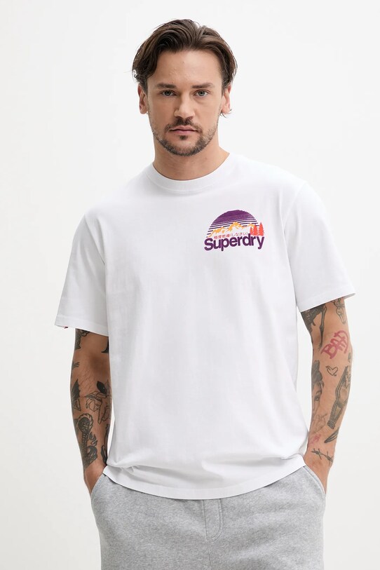 Oblečení Bavlněné tričko Superdry M1012175A.01C bílá