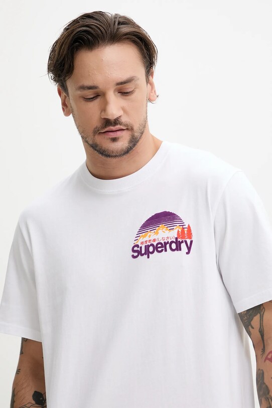 Bavlněné tričko Superdry bílá M1012175A.01C