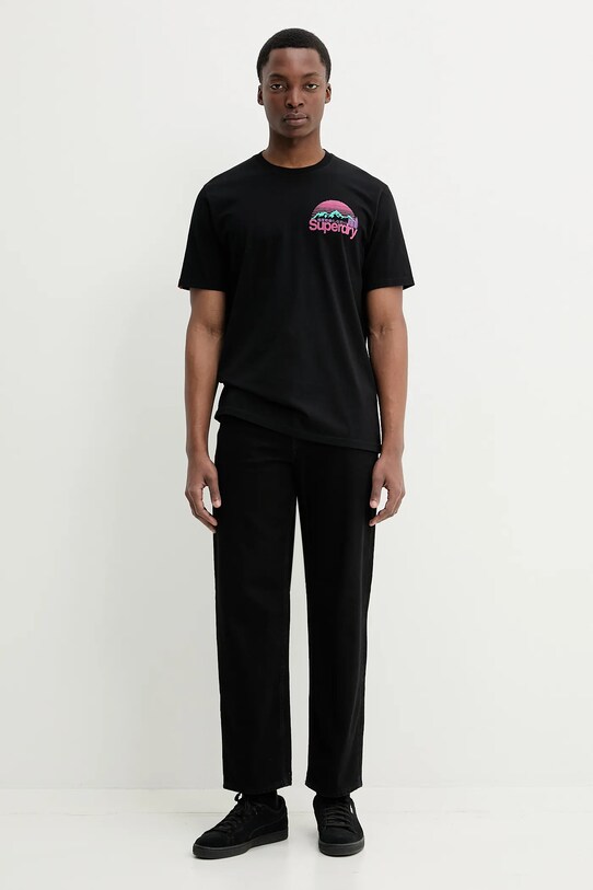 Bavlněné tričko Superdry M1012175A.02A černá SS25