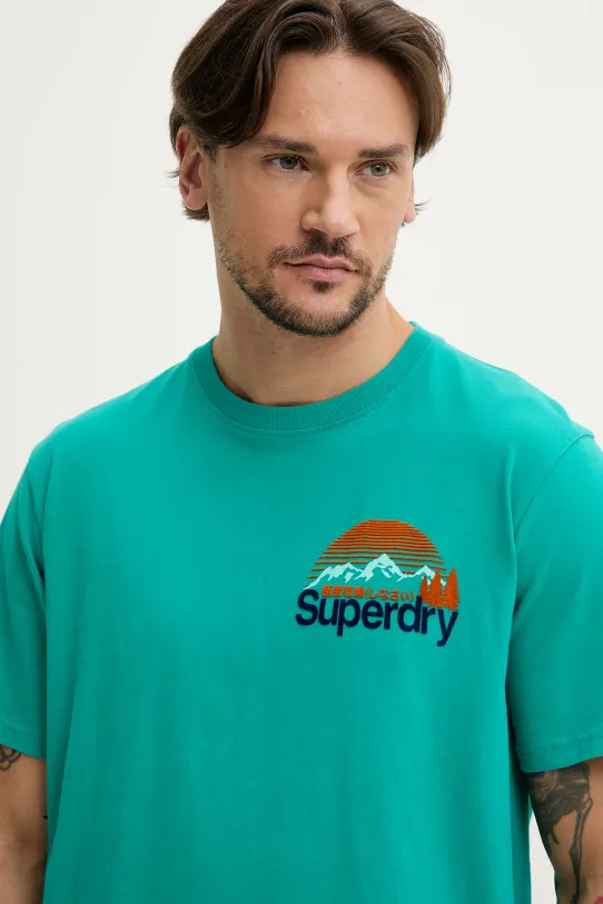 Ρούχα Βαμβακερό μπλουζάκι Superdry M1012175A.8JY τιρκουάζ