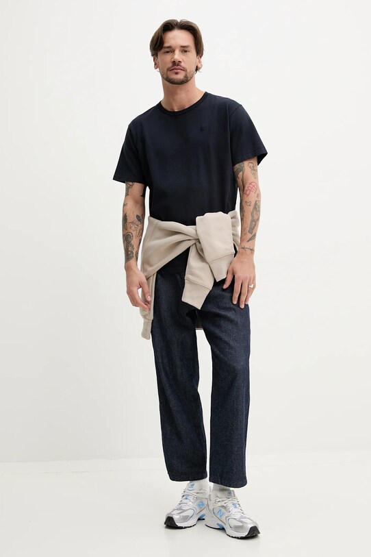 Superdry t-shirt bawełniany M1012208A.JVH granatowy SS25