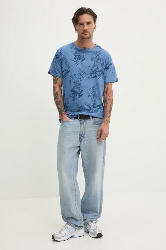 Bavlněné tričko Superdry M1012315A.F8S modrá SS25