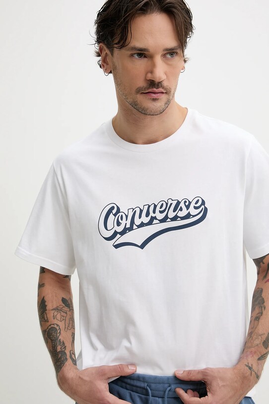 Bavlněné tričko Converse bílá 10027994.A02