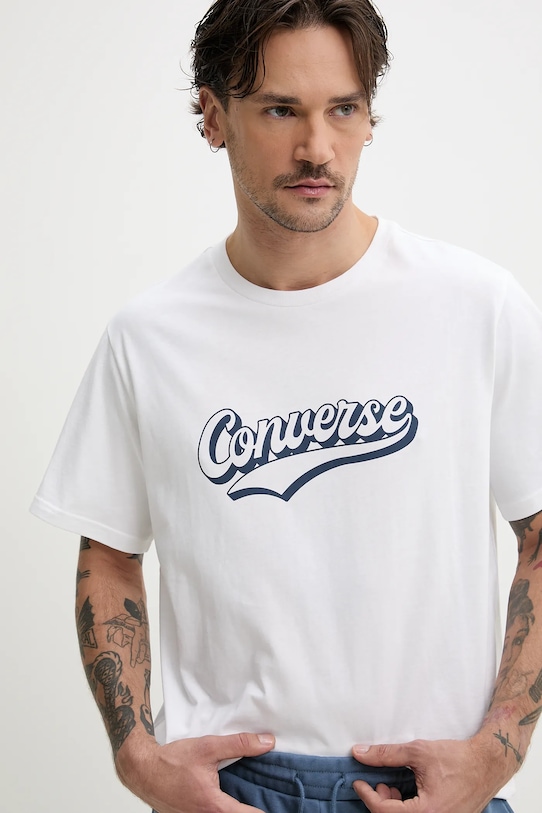 Хлопковая футболка Converse белый 10027994.A02