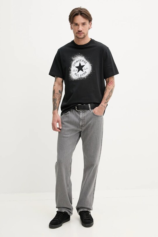 Βαμβακερό μπλουζάκι Converse 10027998.A02 μαύρο SS25