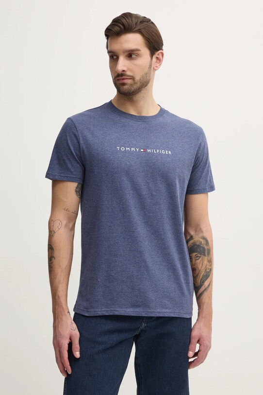 Tommy Hilfiger t-shirt bawełniany niebieski UM0UM03525