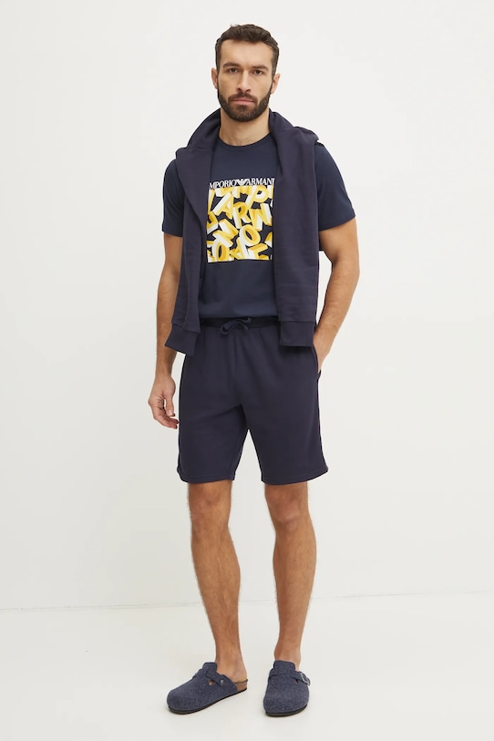 Хлопковая пляжная футболка Emporio Armani Underwear EM000574.AF12349 тёмно-синий SS25