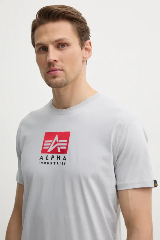 Alpha Industries t-shirt bawełniany Satin Logo T szary 148513