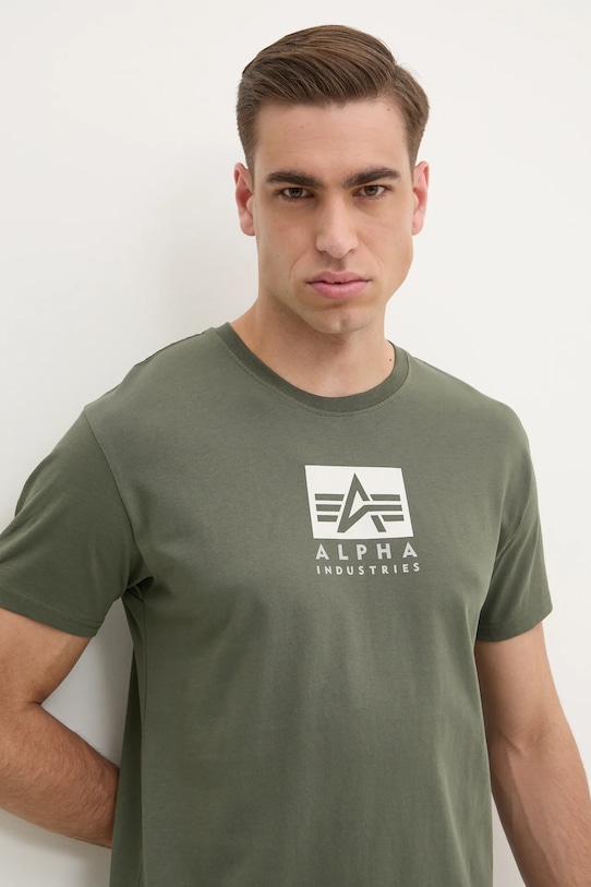 Alpha Industries tricou din bumbac Satin Logo T verde 148513