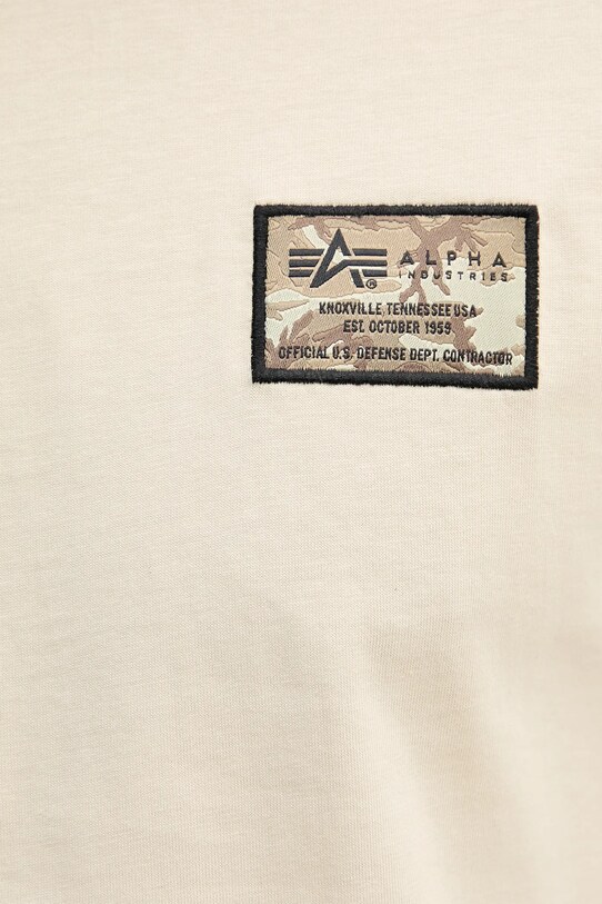 Bavlnené tričko Alpha Industries Camo Sleeve T 156522 béžová