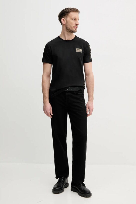 Alpha Industries tricou din bumbac Camo Sleeve T 156522 negru SS25