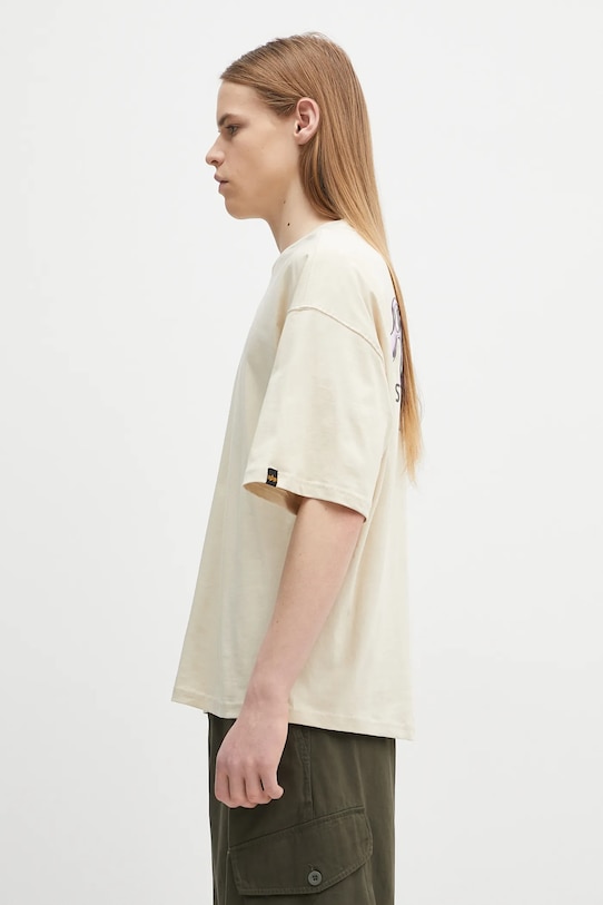 Bavlněné tričko Alpha Industries Studio Edition BP T 156553 béžová SS25