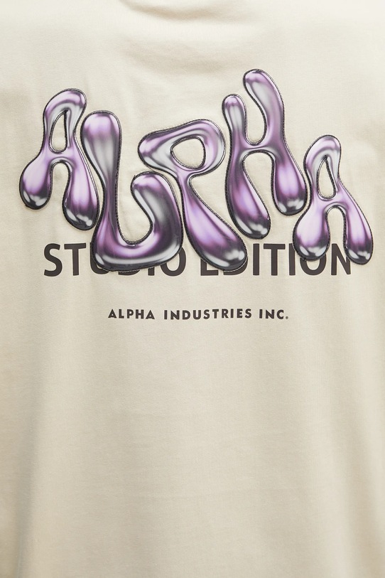 Bavlněné tričko Alpha Industries Studio Edition BP T béžová 156553
