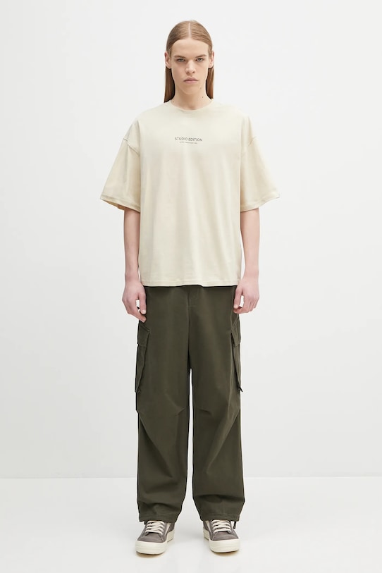 Bavlněné tričko Alpha Industries Studio Edition BP T 156553 béžová