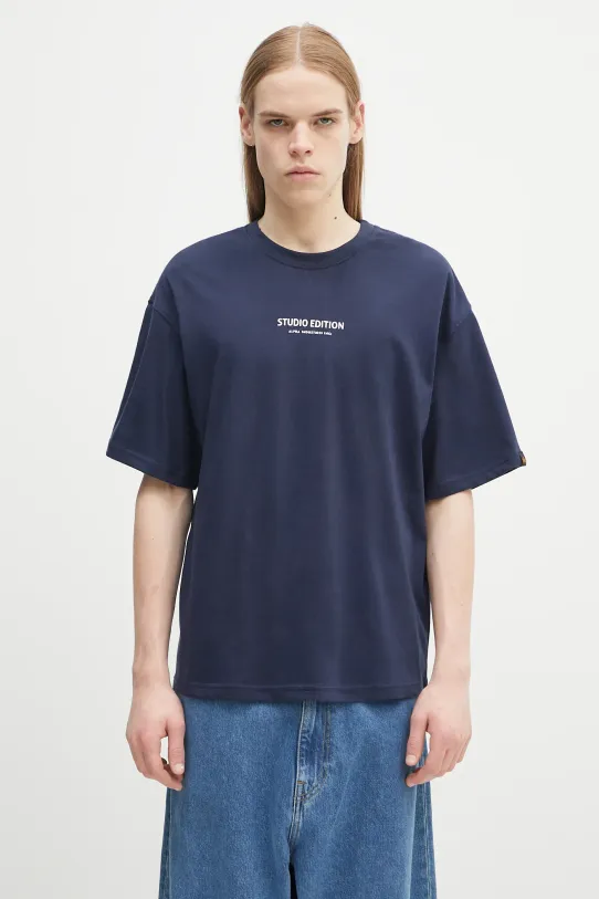 Бавовняна футболка Alpha Industries Studio Edition BP T бавовна темно-синій 156553