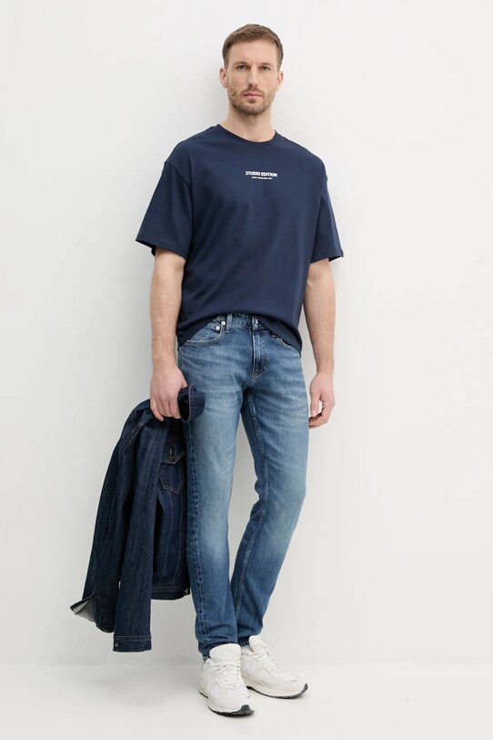 Alpha Industries t-shirt bawełniany Studio Edition BP T 156553 granatowy SS25