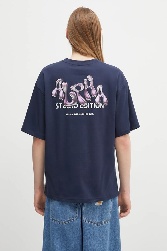 Oblečení Bavlněné tričko Alpha Industries Studio Edition BP T 156553 námořnická modř