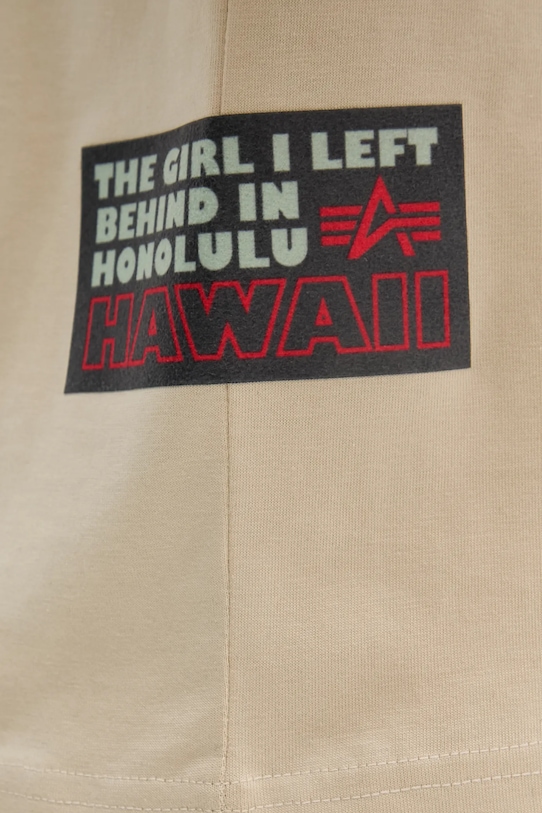 Bavlněné tričko Alpha Industries Aloha Flower T BP béžová 156523